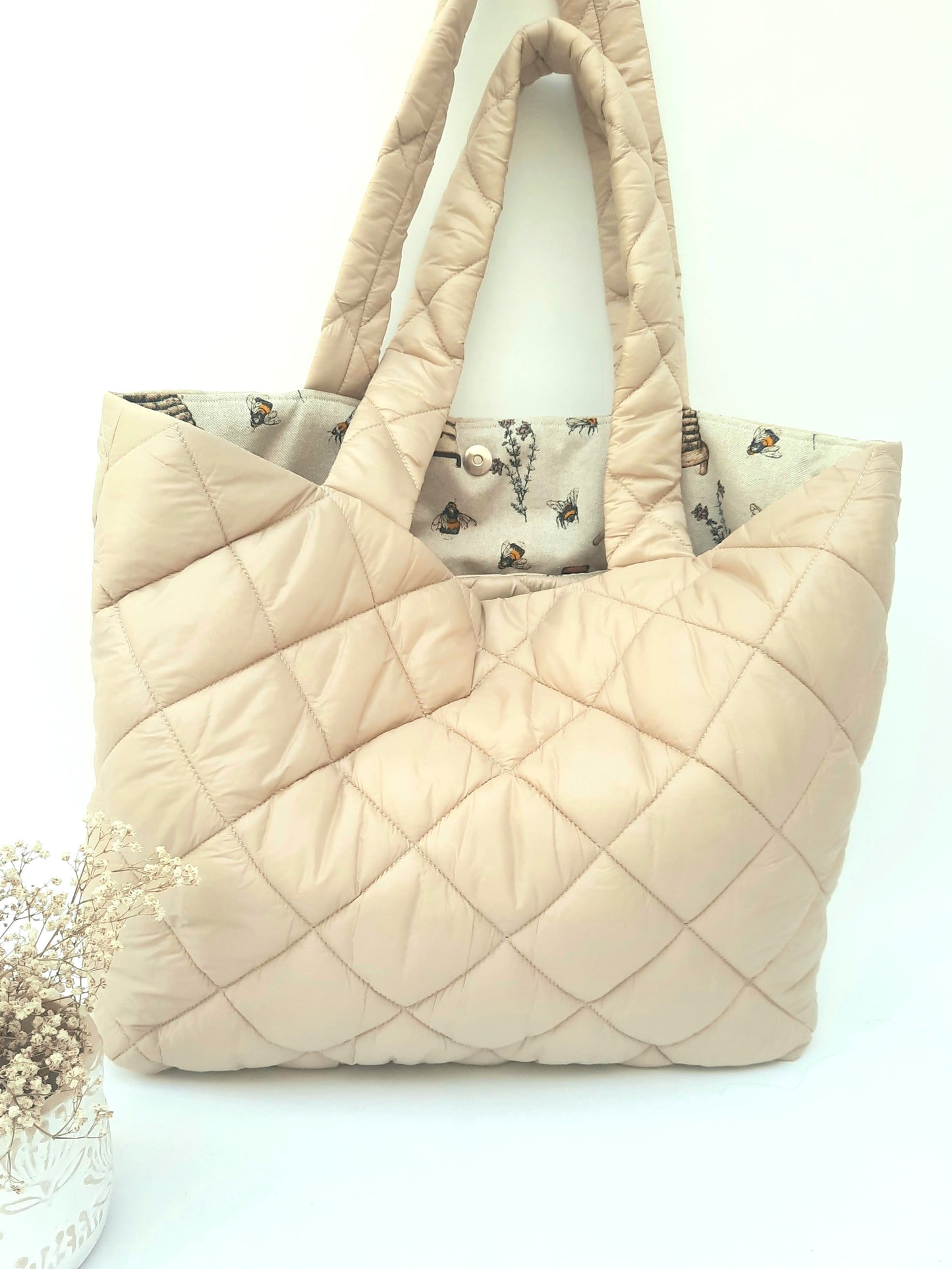 XL-tas, gewatteerd, kleur beige