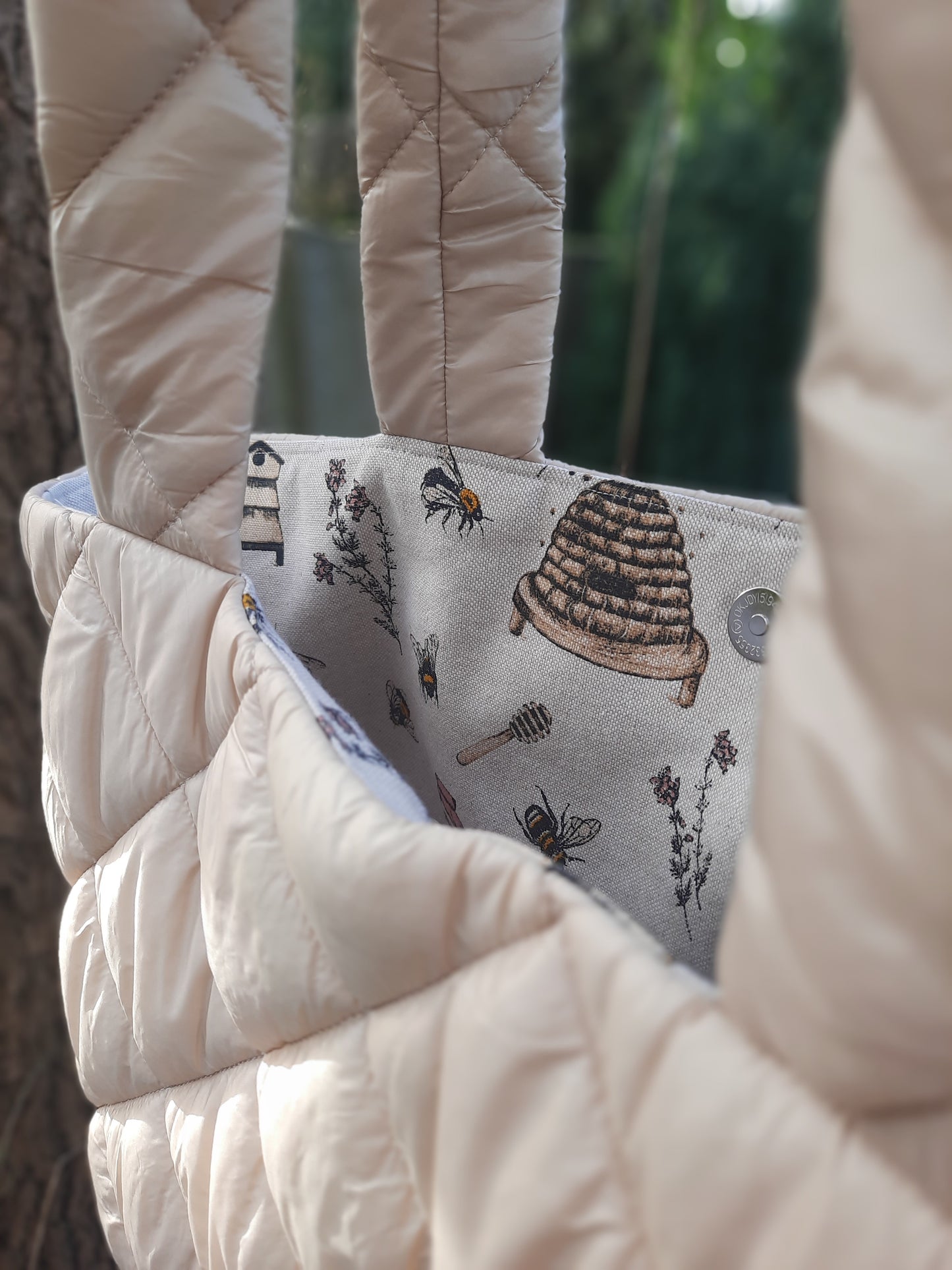 XL-tas, gewatteerd, kleur beige