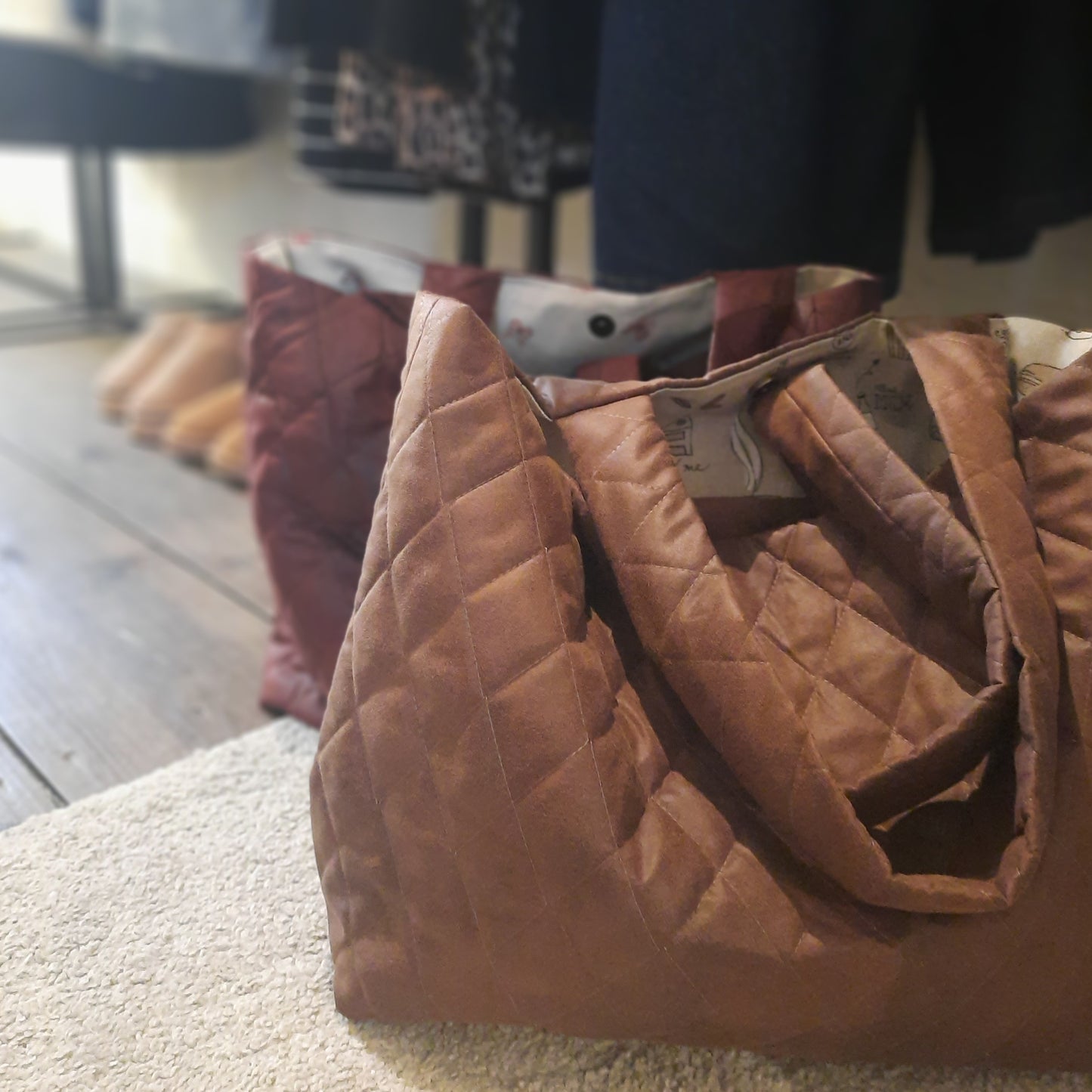 XL-tas, gewatteerd, kleur mokka