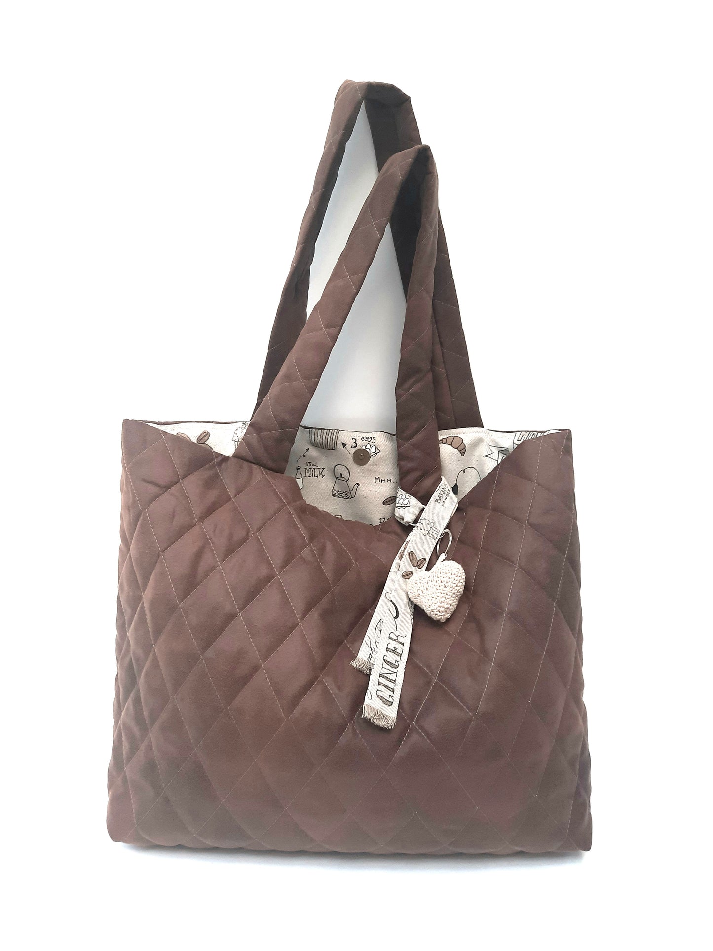 XL-tas, gewatteerd, kleur mokka