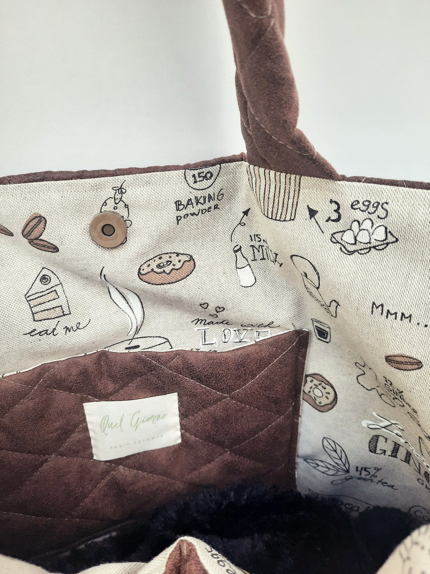 XL-tas, gewatteerd, kleur mokka