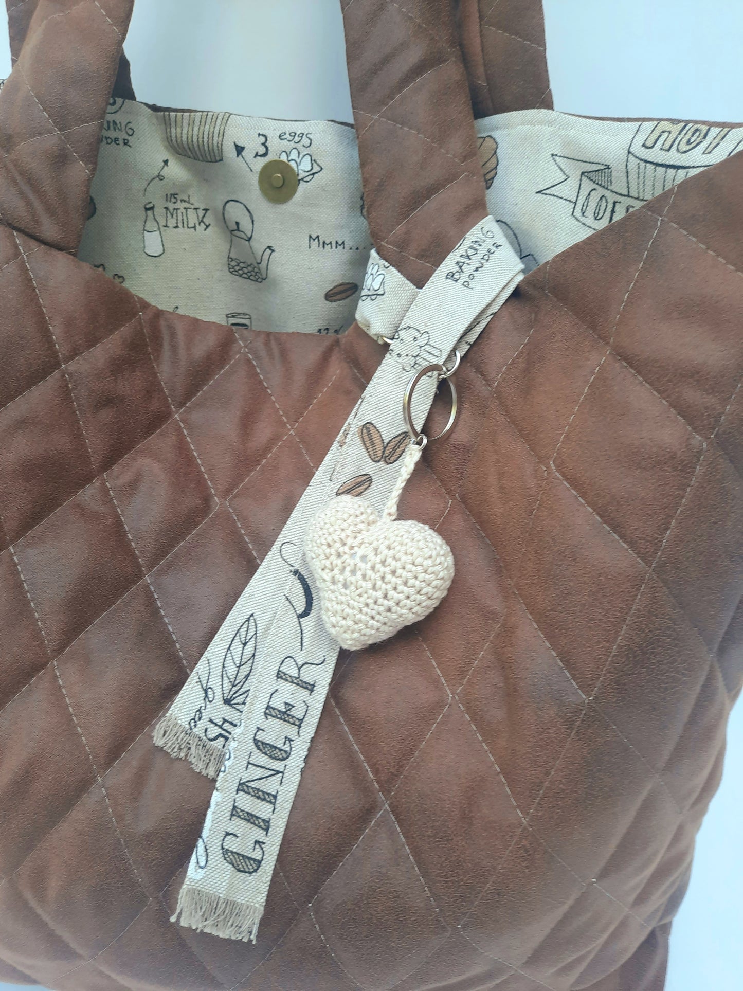 XL-tas, gewatteerd, kleur mokka