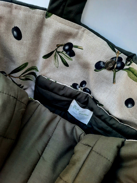 XL-tas 'Le olive' gewatteerd