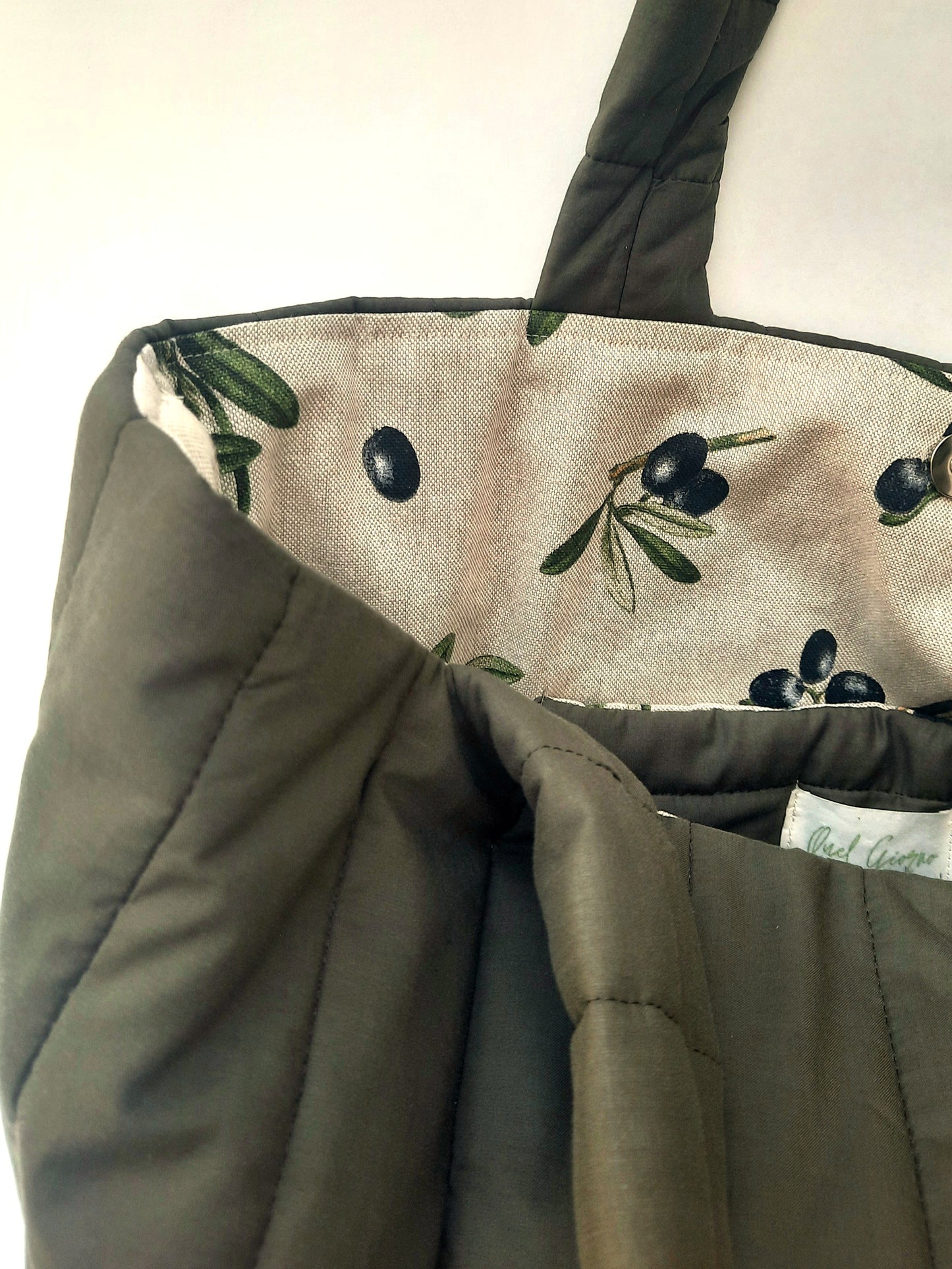 XL-tas 'Le olive' gewatteerd