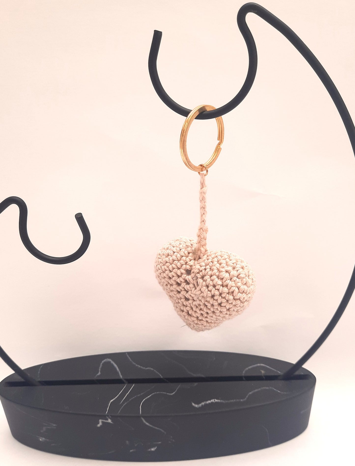 Bag charm 'Hartje' - beige + goud