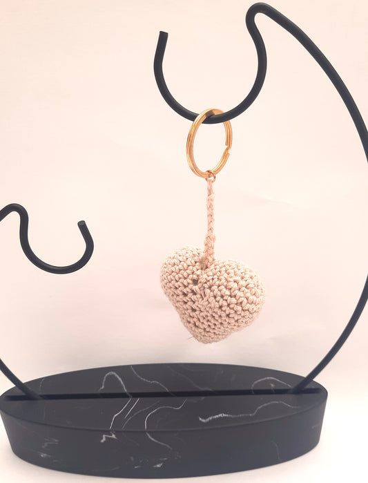 Bag charm 'Hartje' - beige + goud