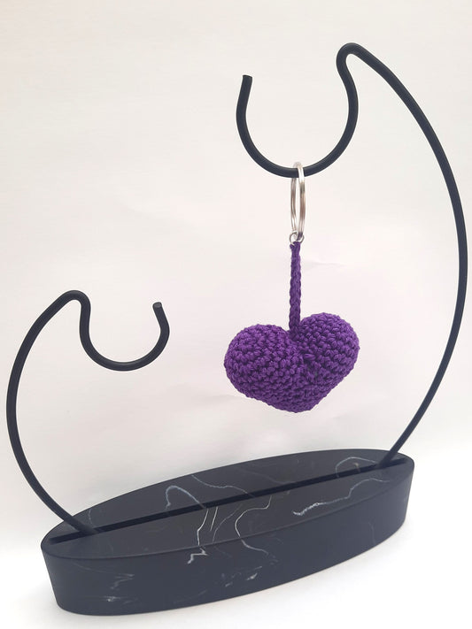 Bag charm 'Hartje' - paars + zilver