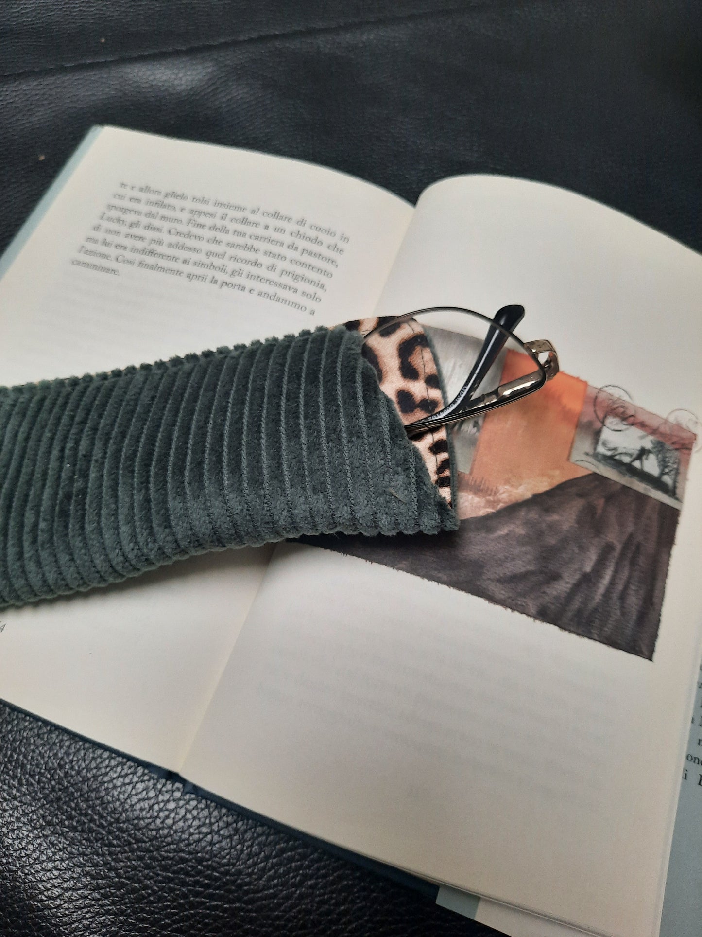 Brilhoesje donkergroen+luipaardprint