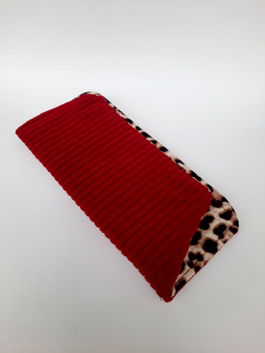 Brilhoesje rood+luipaardprint